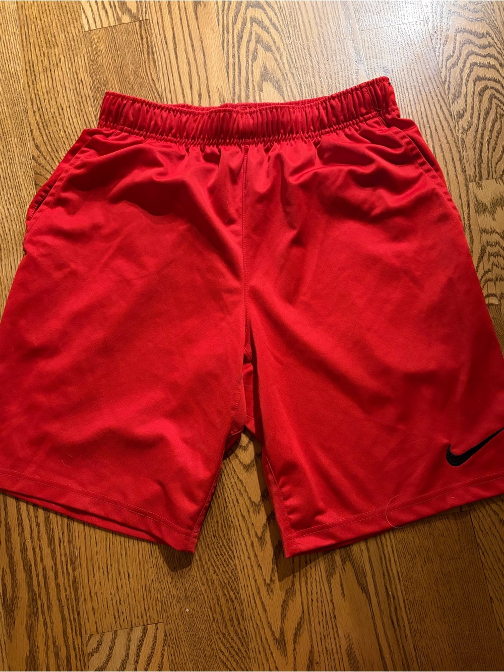 Nike Men’s Red Performance Training Shorts with Black Swoosh
